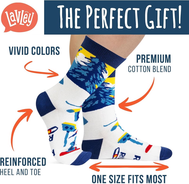 Lavley Ski Socks - Funny socks for skiers and snowboarders - Unisex novelty gift - Great for birthdays or holidays - Image 2